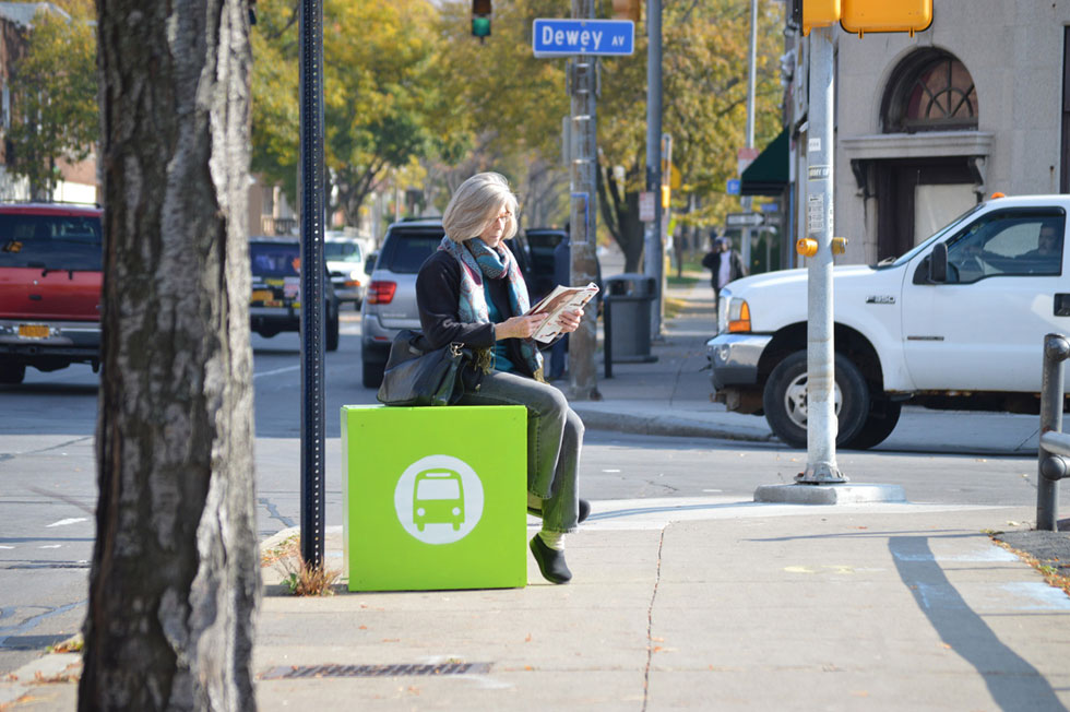 at the bus stop