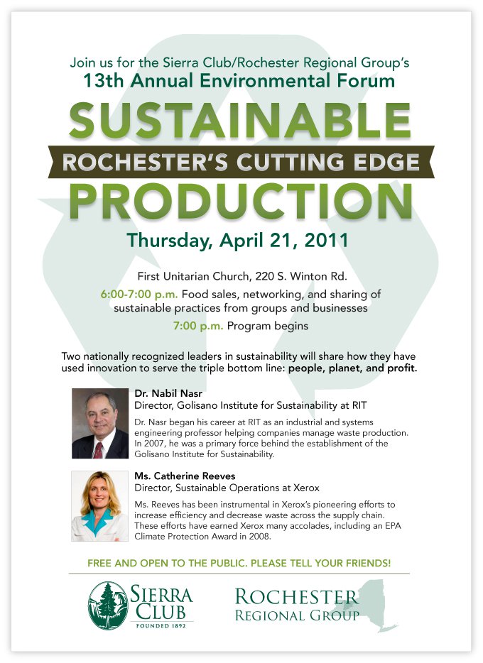 13th Annual Environmental Forum, Sustainable Production: Rochester’s Cutting Edge