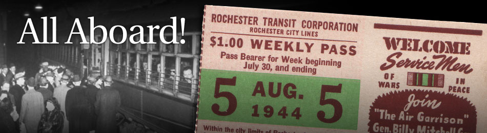 Original Bus & Trolley Weekly Transit Pass, Rochester Transit Corporation, 1944