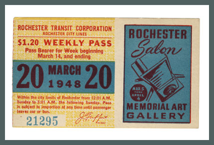 Original Bus & Trolley Ticket, Rochester Transit Corporation, 1948