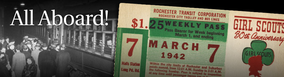 Original Bus & Trolley Weekly Transit Pass, Rochester Transit Corporation, 1942