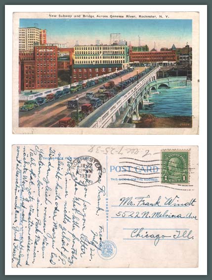 New Subway and Broad Street Bridge (Aqueduct) over Genesee River, Vintage Postcard (Rollover the image to zoom)