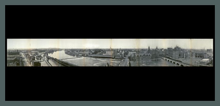 Old Panoramic Photo of Rochesters Erie Canal and Genesee River, 1906. (Rollover the image to zoom)