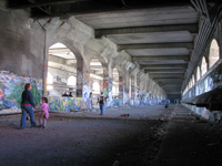 The arches of the Aqueduct and Broad Street roadway above.