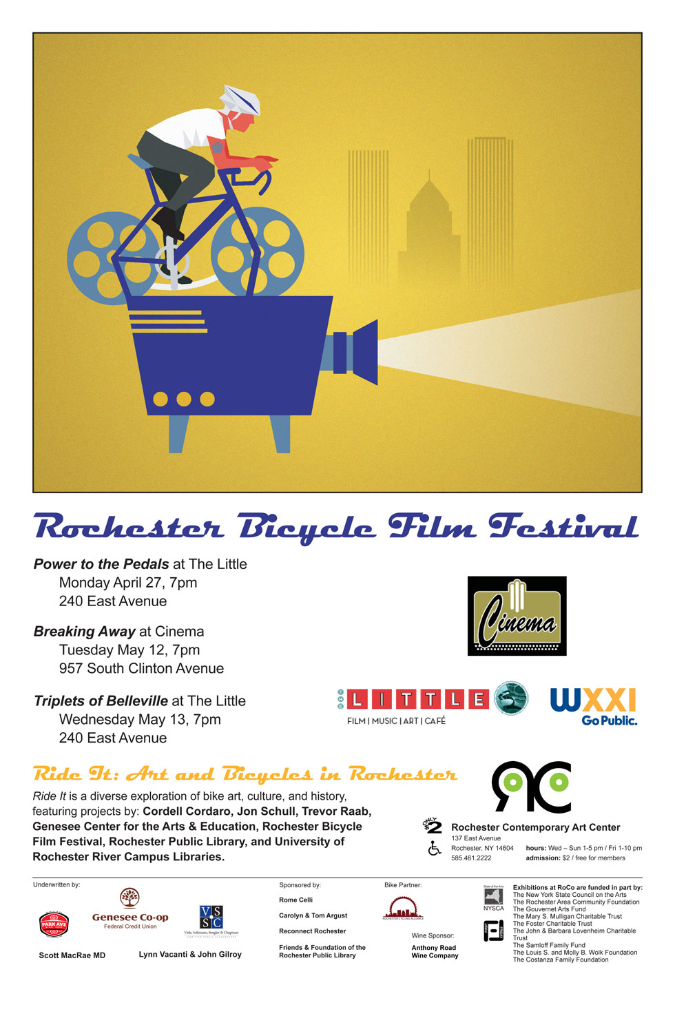 On Monday April 27 at 7pm, Rochester Bicycle Film Festival will present its first of three films, Power to the Pedals.