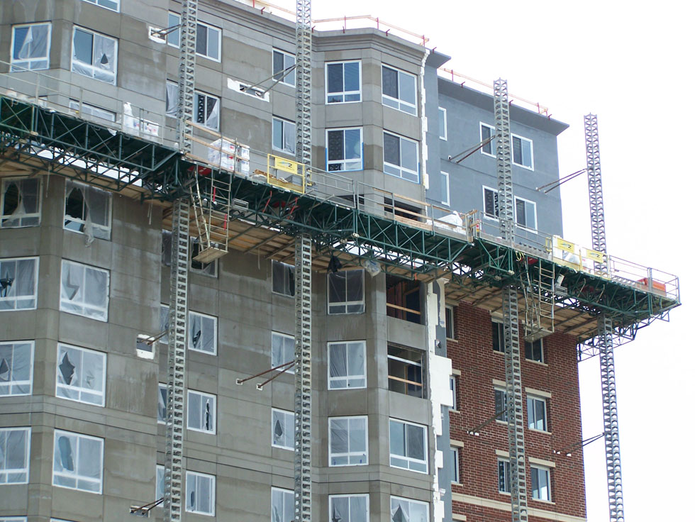 Construction on The Flats at Brooks Crossing, at University of Rochester. June 2014. [PHOTO: Jimmy Combs]